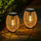 Bseical Lanterne Solaire Extérieur - 2 pièces Lanternes Solaires en Rotin Résistantes aux Intempéries, IP44 Lampes Solaires Suspendues/Perchées pour Terrasse patio Table Jardin Balcon Décoration