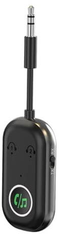 Enwye Bluetooth 5.3-sändare och mottagare med dubbel parkoppling, trådlös AUX-adapter för bil, flygplan, TV, kompatibel med trådlösa hörlurar och högtalare