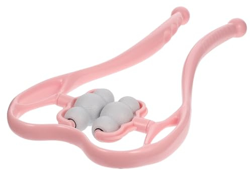 Nackenroller Massagegerät aus Abs mit Rollenfunktion für Zuhause | Rosa, Ergonomisches Clip Design für Nacken und Halswirbelsäule, für Büro und Reise