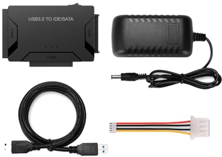 Orivin Adaptador externo IDE SATA a USB 3.0 de alta velocidad para discos duros de 2,5 y 3,5 pulgadas, cables, alimentación de 2 A, compatible con varios sistemas operativos.
