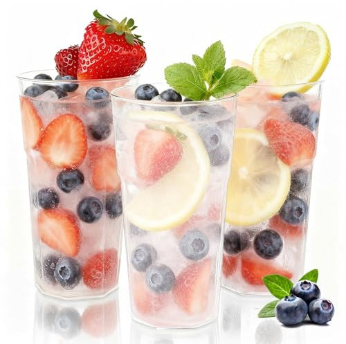 Klerbesh Mehrwegbecher Set 500ml, 50 Stück Wiederverwendbare Partybecher Aus Plastik, Bruchsicher Und Stapelbar, Geburtstag, Hochzeit, Gartenparty, Festival, Büro