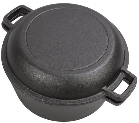 Asixxsix Pentola per forno olandese in ghisa, 10.24Inch 4.7L pentola di cottura pre-stagionata con coperchio e doppi manici, forno olandese per pane cottura frittura campeggio