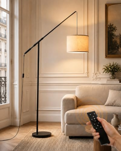 Stehlampe Wohnzimmer Dimmbar Bogenlampe, LED Lampe mit Fernbedienung, 201cm höhenverstellbare Floor Lamp, Helligkeit & Farbtemperatur dimmbar, E27-Leuchtmittel inklusive, Lamps for Living Room