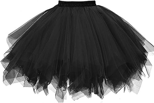 Tüll Rock Damen Tütü Rock Elastische Hohe Taille Ballettrock Petticoat Tanzkleid Halloween Karneval Kostüm
