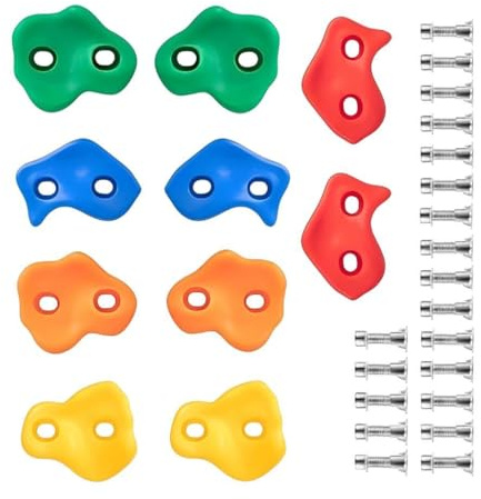 perfk 10 presas de Escalada en, agarres de Pared de Escalada confiables para niños, Soporte de Doble Orificio para Patio Trasero y Patio de Juegos al