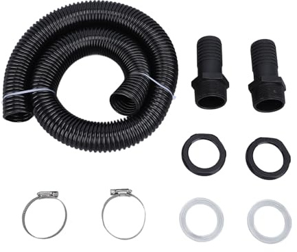 Tnfeeon Water Butt Connector Pipe for Rainwater Collection, Plastic Material, 39.4 Inch Hose Length for Garden Irrigation and Rain Drum Systems (with Hole Opener)
