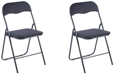 Hooma - Lot de 2 chaises Pliantes d'intérieur et Confortables en Velours - Noir