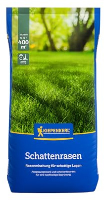 Kiepenkerl Schatten-Rasensamen 1085248 - Ideal für schattige und halbschattige Bereiche - 10 kg für 400 m² Schnellkeimend - Anpassungsstark - Saatgut Made in Germany