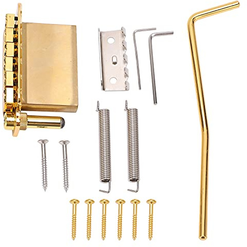 Tremolo Bridge - Sistema de bloqueo único de latón para guitarra eléctrica ST, dorado, fácil instalación, construcción duradera, control preciso de vibrato, perfecto para reemplazo de guitarra