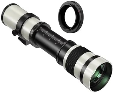 Compatibile con Canon RF EF Nikon FZ Sony AE Mount Camera da 420 a 800mm f8.3 a 16 Teleobiettivo zoom manuale(White,Canon RF)