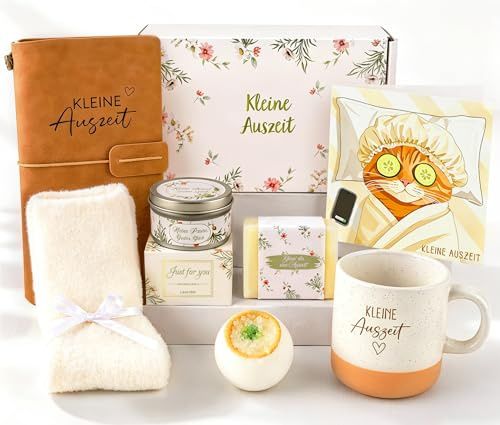 Giftota - Geschenke für Frauen - 7tlg Wellness Set Kleine Auszeit, Entspannungsgeschenk als Dankeschön, Geburtstagsgeschenk, Gute Besserung & Abschiedsgeschenk für Mama, Freundin, Kollegin, Lehrerin