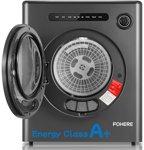 4KG Vented Tumble Dryer, 1200W Compact Smart Dryer, 6 Drying Modes, Double Temperature Control Protection, with Child Lock and Timer, with Child Lock, Crease Guard, for Apt, Home, Dorm, RVs, Black