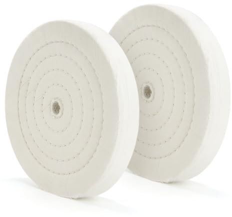 SCOTTCHEN Buffing Polishing Wheel 8 x 5/8 Arbor x 70Ply White Fine Cotton for Bench Grinder - 2 PCS