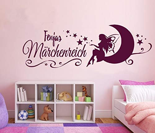 tjapalo® tk29 Wandtattoo Mädchen Fee bunt mit Name Märchenreich Wandaufkleber Mädchenzimmer Türaufkleber Sticker Fee Name, Größe: B58xH16cm, Farbe: Einfarbig (violett)