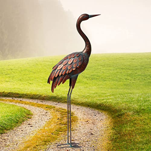 JOERRES Statues et Sculptures de Grue d'extérieur en métal pour Jardin, Cour, Grande Taille
