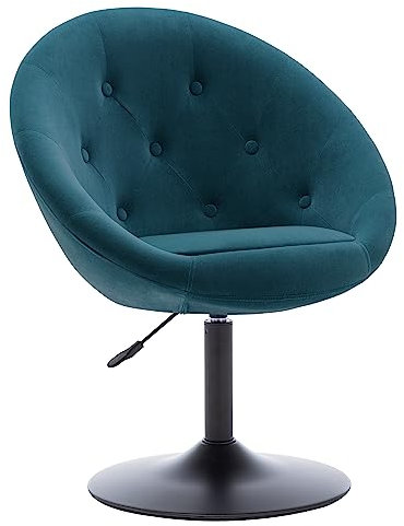 Duhome Loungesessel Höhenverstellbar Samt, Schminktisch Stuhl Drehstuhl Cocktailsessel mit Armlehne für Wohnzimmer Esszimmer Schlafzimmer, Petrol