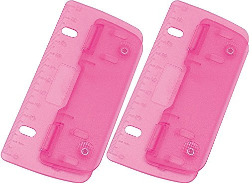 WEDO Taschenlocher aus Kunststoff zum Abheften für 8 cm Lochung, mit 12 cm Skala (pink, 2 Locher)