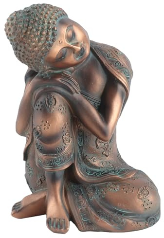 Statues de Bouddha endormi, Artisanat de Figurines de Bouddha Sieste d'Asie du Sud-Est, pour la décoration de Jardin extérieur, résine synthétique, 6,7 x 4,9 x 9,1 Pouces