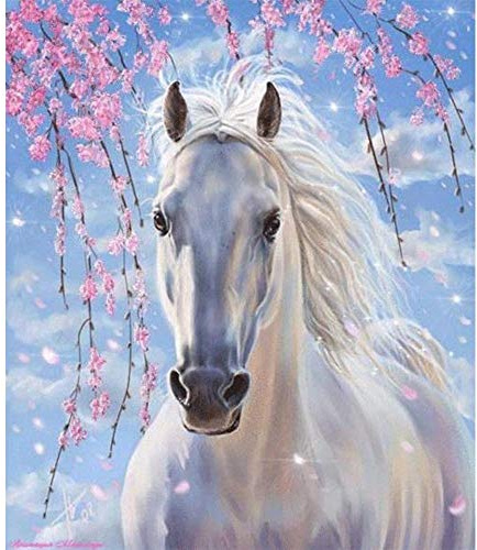 Ideen mit Herz 5D Diamond Painting | Diamant Painting Set | 30 x 40 cm | Motivleinwand | runde Steinchen | inkl. Zubehör | verschiedene Bilder zur Auswahl (Pferd)