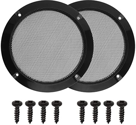 ECSiNG 2 fundas protectoras para altavoces de rejilla de altavoz de 5 pulgadas con tornillos de fijación, sistema de audio, accesorios de bricolaje, color negro
