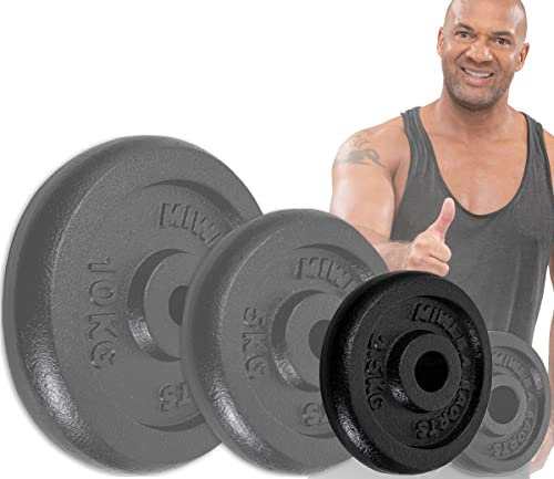 Miweba Sports Hantelscheiben Set HSG25 | 𝐏𝐫𝐨𝐟𝐢 Hanteln - Hantelscheibe - Hantel Scheiben - Gusseisen Gewichte - Ø 30/31 mm - Hantelset - Gewichtsscheiben - Hantelgewicht - Plates (4x 2.5 Kg)