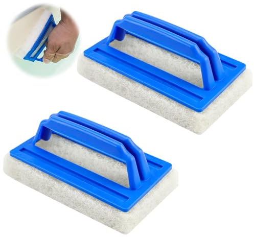 Aohcae 2 Stück Pool Bürsten Set Pool Schwamm Bürsten Kunststoff Schwimmbad Bürste Poolreinigung Handschrubber Schwimmbad Bürste mit Griff Schwamm Algenbürste