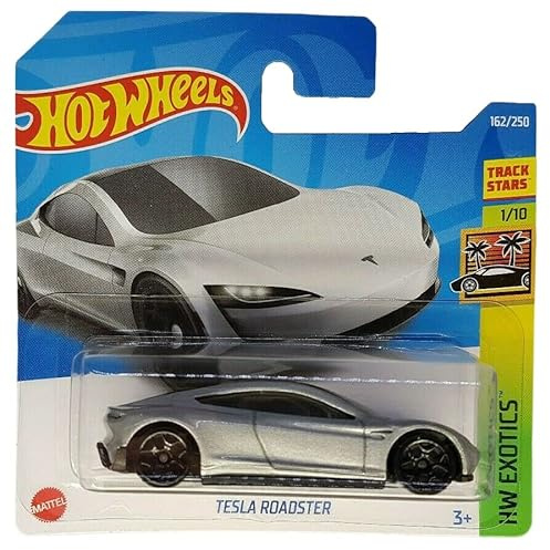 Hot Wheels - Tesla Roadster - HW Exotics 1/10 - HCV04 - Short Card - Track Stars - Silber metallic - Mattel 2022
