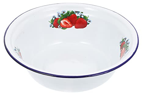 Operitacx Emaille Schüssel Vintage Suppenbecken Runde Servierschale Für Nudeln, Ramen, Reis Und Mehr – 20Cm Retro Design Mit Glatter Mündung, Ideal Für Zuhause, Restaurant Und Esszimmer
