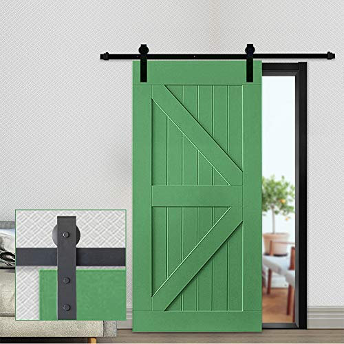 244cm Schiebetürbeschlag Set, Schiebetürsystem für Innentüren, Schiebetür Komplettset mit Umlenkrollen für Hängeschienen (244cm)