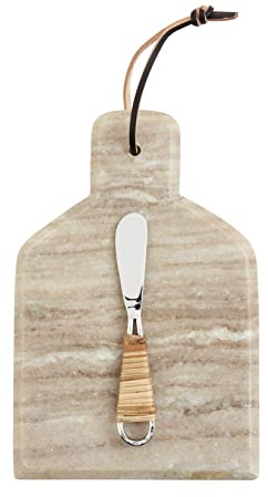Mud Pie Planche carrée en marbre beige, environ 21,6 x 16,5 cm | Épandeur 14 cm