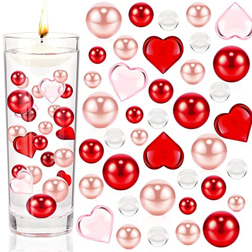 Wasserperlen Durchsichtig Valentinstag Deko Wasserperlen Für Pflanzen In Vase Rosa Liebe Hydroperlen Transparent Wasserperle Gelkugeln für Floating Candles Valentinstag Weihnachtsdeko (6076pcs-A)