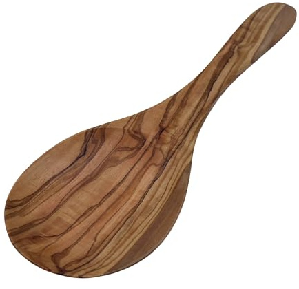 Reislöffel aus Olivenholz „Solo“ 25 cm – extrabreiter Servierlöffel Holz, Kochlöffel für Reis, Beilagen & Servieren