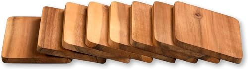 Kesper Lot de 8 Planches à raclette - 10 x 8 cm - en Bois d'acacia - Dessous de Verre - Planche à raclette