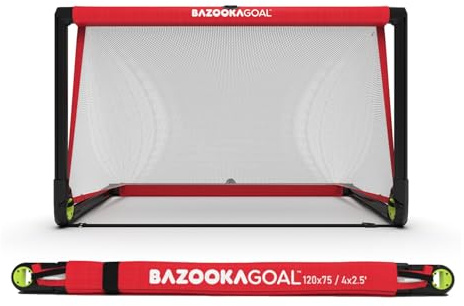 BazookaGoal Original Solid Frame Pop-Up-Tor - Zusammenklappbares Mini-Fußballtor für Kinder und Erwachsene - Tragbares Fußballtor - Einfache Montage & Stabilität