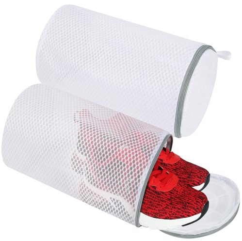 Vivifying Shoe Washing Machine Bag, 2 Pack Honeycomb Mesh Laundry Bag with Zipper for Sneakers, Running Shoes, Sock, Bras, Delicates and Toys