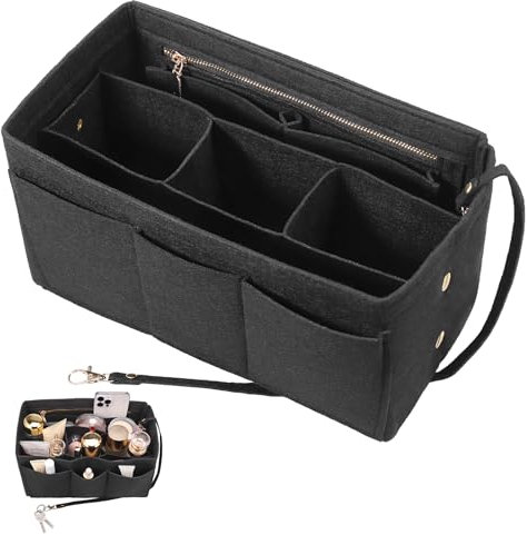 Hejo Handtaschen Organizer, Filz Taschenorganizer, Bag in Bag Organizer, Taschen Organizer Shopper, Multi-Pocket Handtasche Innentasche für Damen Mädchen (Schwarz, L)