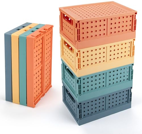HONZUEN Klappbox 4PCS, Kleine Faltbox mit Deckel 24x16x10cm