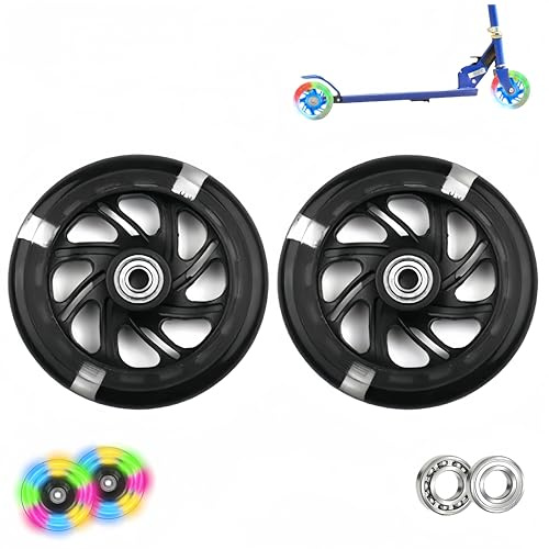 HJYDGJ Ruedas de patinete luminosas para patinete de acrobacias, 2 unidades, ruedas para todos los scooters negros con ruedas de 100 mm, ruedas luminosas brillantes para patinete