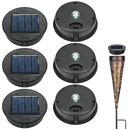 6 Pack Solar Lights Replacement Top, 8CM/3.15 LED Lantern Lid Lights Bulb Replacement Part, IP44 Replacement Solar Panels for Outdoor Hanging Lanterns DIY Lights Walkway Yard Decoration