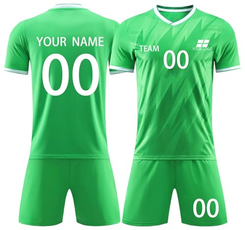 Personalisiertes Fußballtrikot für Kinder mit Namen Nummer Team und Logo Trainingsanzug Fussball Trikot Fußball Trikots Shorts und Socken Set Ür Junge Herren