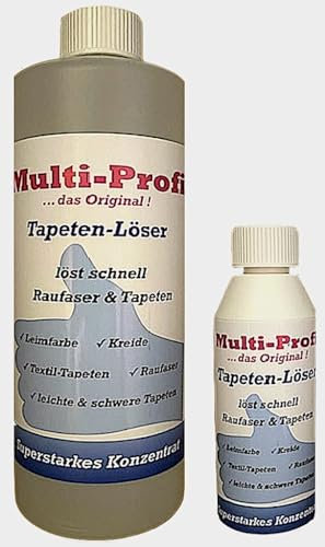 Multi-Profi Tapeten-Löser eignet sich perfekt zum Ablösen von nahezu allen leichten und schweren Tapeten sowie auch von Raufaser-Tapeten ! 1 Liter