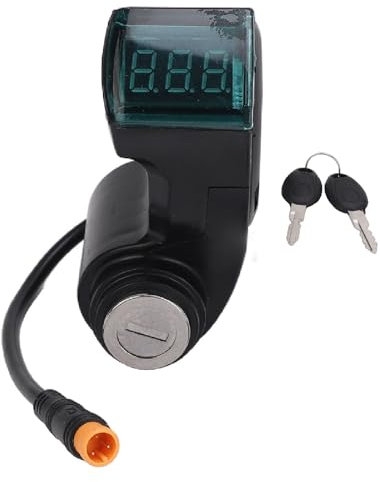 Hominas Bloqueo de Encendido de Patinete Eléctrico Enchufe de 3 Pines Bicicleta Eléctrica Acelerador Interruptor de Arranque de un Botón con 2 Llaves para Kugoo M5