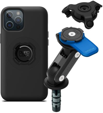 QUAD LOCK Gabelschaft-Handyhalterung für Motorrad mit Vibrationsdämpfer und MAG Hülle für iPhone 12 Pro Max