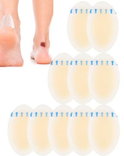 AORHOFJ 10 Stück Blasenpflaster Ferse, Gel Ferse Kissen Schuhe, Ferse Protector Unsichtbare Hydrokolloid Patch, Relieve Reibung Schmerzen Zehen, Vorfuß, Ferse