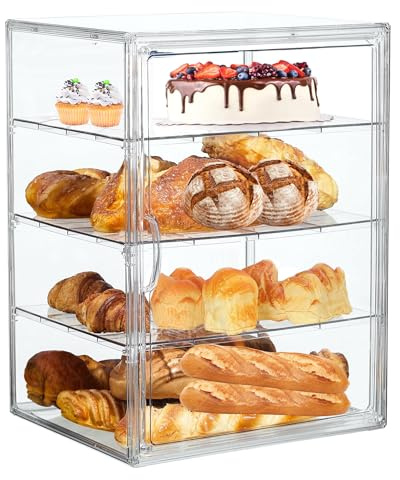 Bread Box,Large Bread Boxs for Kitchen Countertop - 4 Layers Adjustable Bread Storage Container, Clear Boxes for Kitchen Counter, Breads Box Airtight,Bread Holder,Perfect for Bagel, Muffins