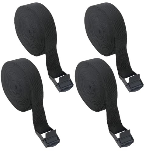 Zythrem 4 Pcs Ratchet Tie Down Straps, 5m x 25mm Bike Rack Straps with Buckle Heavy Duty Lashing Straps Adjustable Tensioning Belts for Motorcycle Vans Trailer Luggage Cargo Garden Furniture Covers