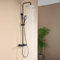 DETBOM Doccia Miscelatore Termostatico, Quadrato Set Doccia In Acciaio Inox con Soffione Doccia da 25 cm e Doccetta in Silicone a 3 Funzioni, Asta Doccia Altezza Regolabile 100~120cm, Nero