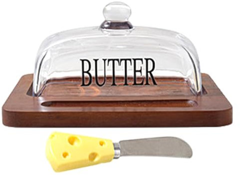 Mantequera de cristal, mantequera con tapa, mantequera con tapa, soporte para mantequilla, plato de pastel con tapa, bandeja de mantequilla, bandejas de mantequilla para el hogar, cocina, restaurante