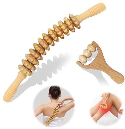 2 Stück Faszienrolle, Faszienstab, Faszienrolle Holz, Massageroller, Styleholz Faszienstab Holz, Massageroller Holz, Faszienstab Holz, Lymphdrainage, Massagestab Holz