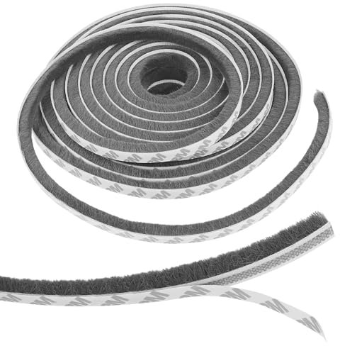 TNEDFOD 20M Guarnizione a Spazzola Autoadesiva, 9mm(L) x 9mm(A) Guarnizione del Telaio, Antipolvere, Antivento, Riduzione del Rumore, Antirumore Tapparelle Per Porte, Finestre, Armadi